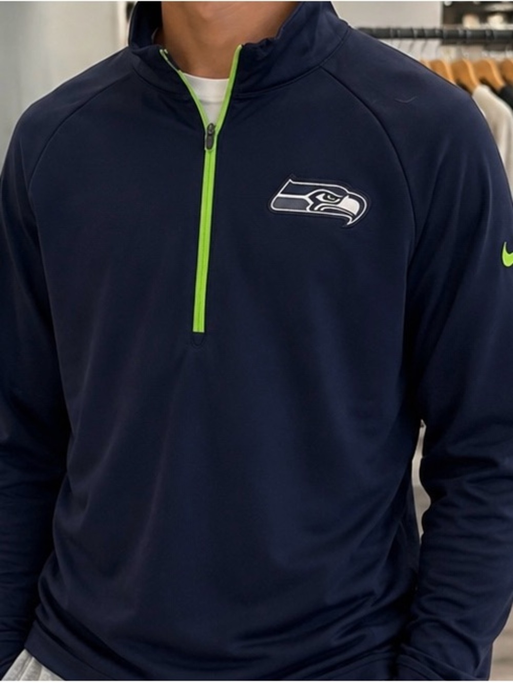 Seahawks Nike Navy Quarter-Zip Dri-Fit